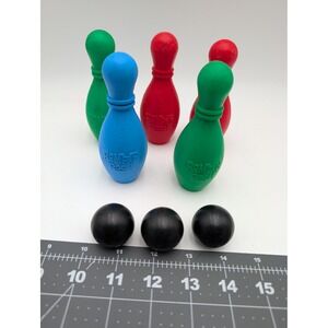 Romper Room Mini Bowling‎ Set Red Green Blue Plastic 5 Pins 3 Balls Replacement